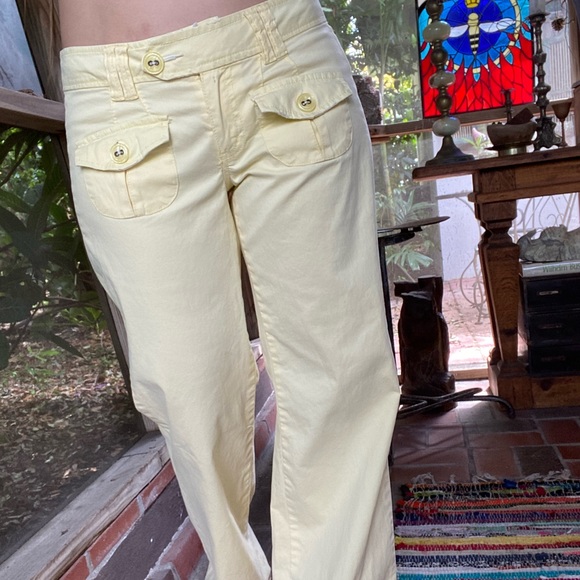 Nori vintage light yellow wide leg low rise cotton pants. Size 5 - Picture 7 of 10